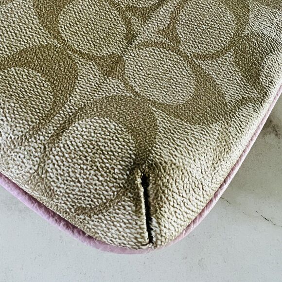 COACH Light Khaki Petal Signature Canvas Messenger Crossbody Bag - Picture 5 of 14